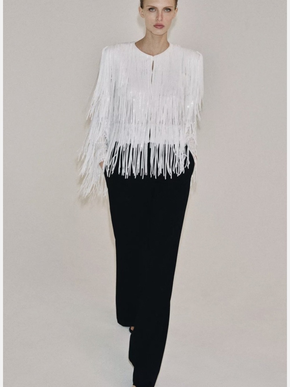ZARA SEQUIN FRINGE JACKET - Picture 11 of 16